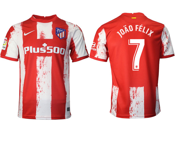 Men's Athletic De Madrid #7 João Félix Red/White Home Soccer Jersey